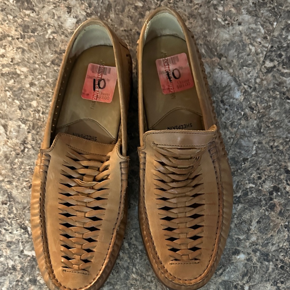 Johnston & Murphy sheepskin Tan Loafers for Men size 10m